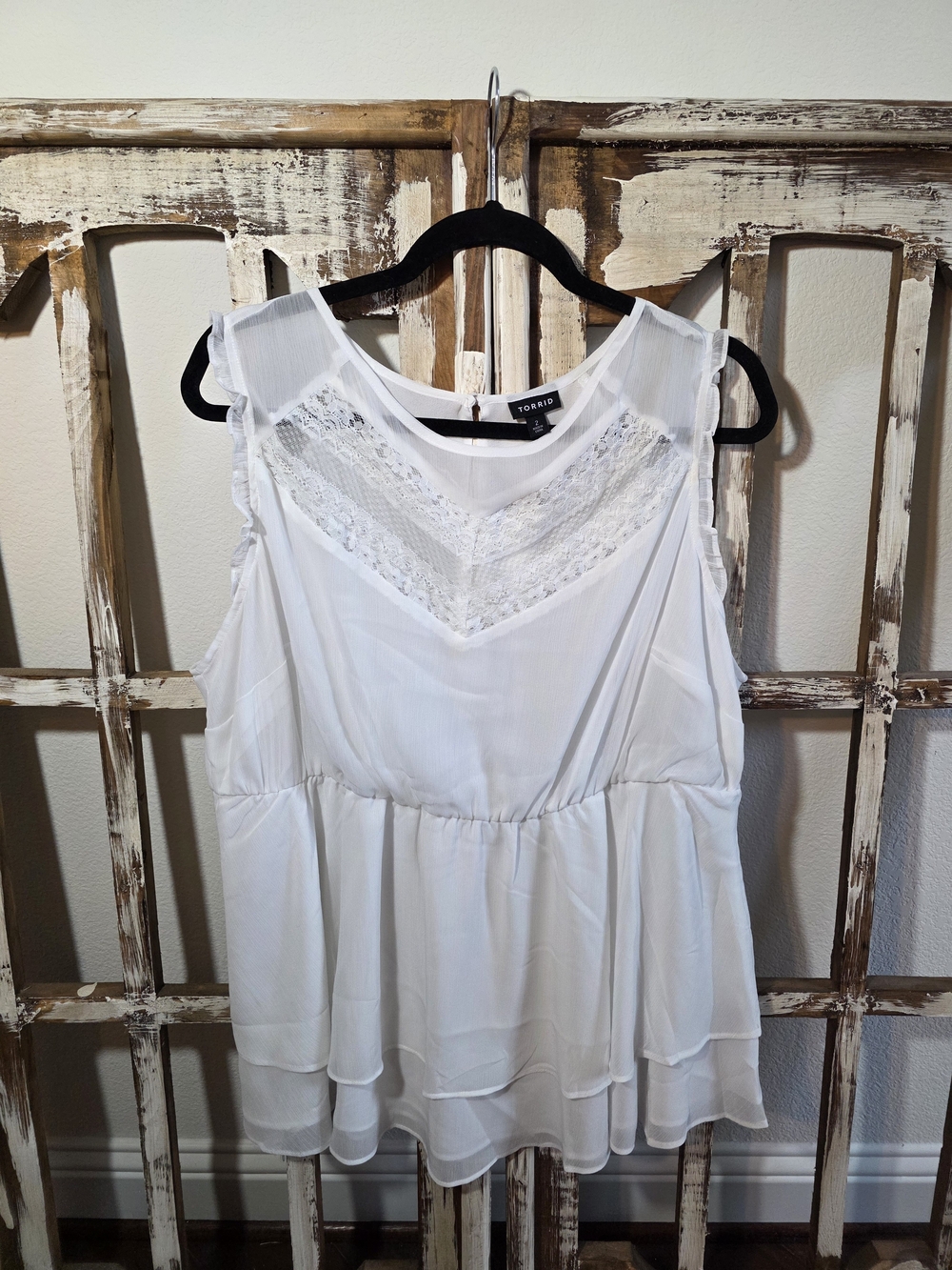 Torrid White Lace Peplum Tank Top